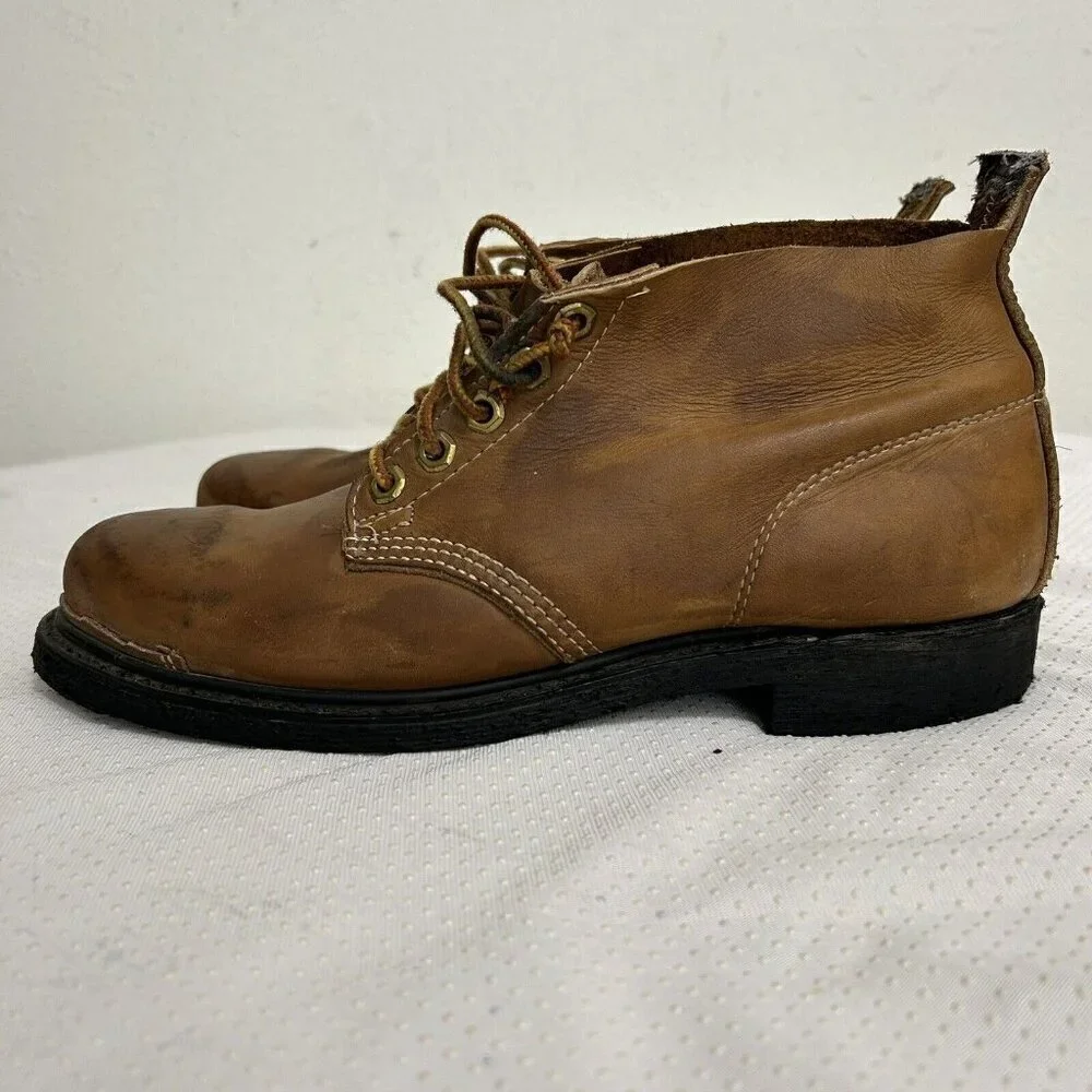 Vintage 90s Iron Age Men's Steel Toe Brown Lace Up Leather Chukka Work Boot Sz 8